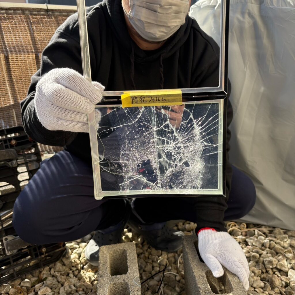 浜松市自宅にて防犯フィルムの強度実験ー結果